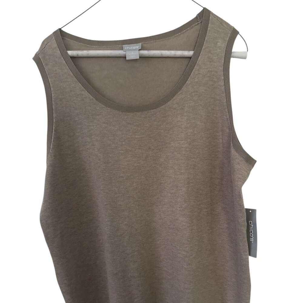 Chicos Brown Sleeveless Tank Sweater Top - XL - Chicos Size 3 - NWT - Rayon/Poly